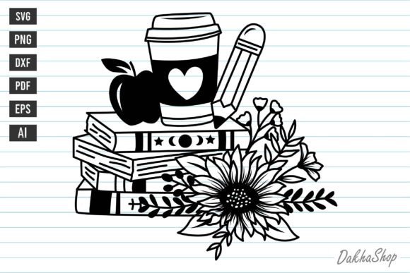 Book With Coffee Flower Svg Coffee Books