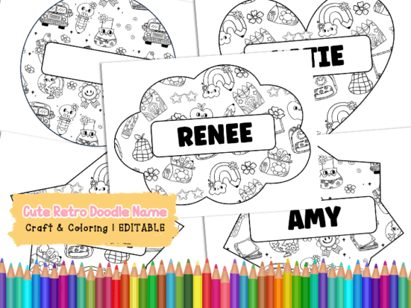 Cute Retro Doodle Name Coloring Pages