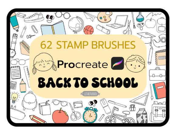 Exploring SCHOOL STAMPS, Groovy, Procreate Brushes: A Creative Tool for Digital Designers